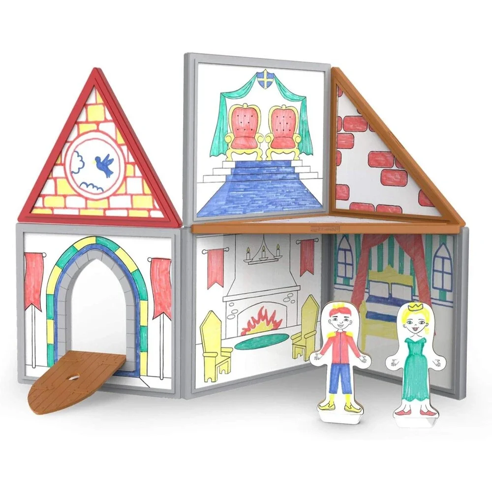 Melissa & Doug Magentivity Magnetic Dress-Up Play Set – Draw & Build Castle